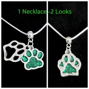 Sparkling Green Paw 🐾 20" \ .925 Sterling Silver Necklace